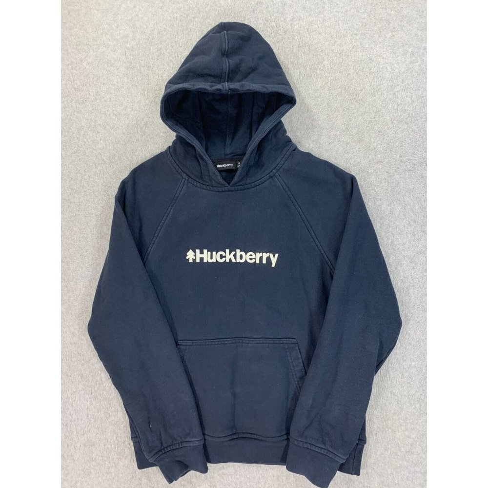 Huckberry‎ Cotton Blend Heavyweight Riptide Hoodie Sweatshirt (Men's Small) Blue